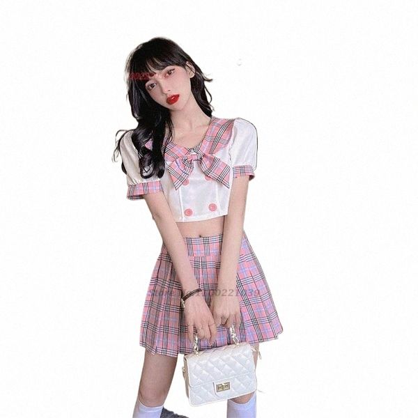 2024 Hot Girl JK Uniform Tägliches zweiteiliges Set Japanisch Koreanisch College-Stil Schulanzug Bluse + Hohe Taille Hüftrock Set x3ZO #