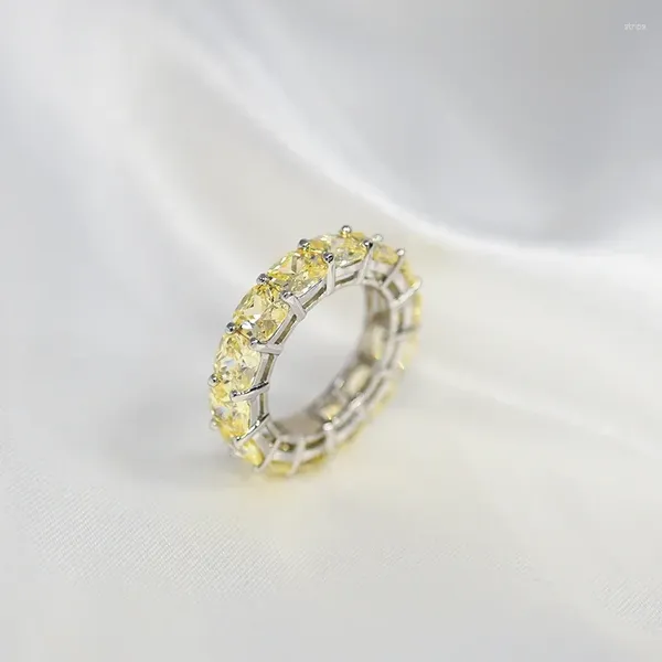 Anéis de cluster desejo 925 prata esterlina espumante 1 fileira completa 5/5mm alto carbono diamante dedo para mulheres festa de casamento jóias finas