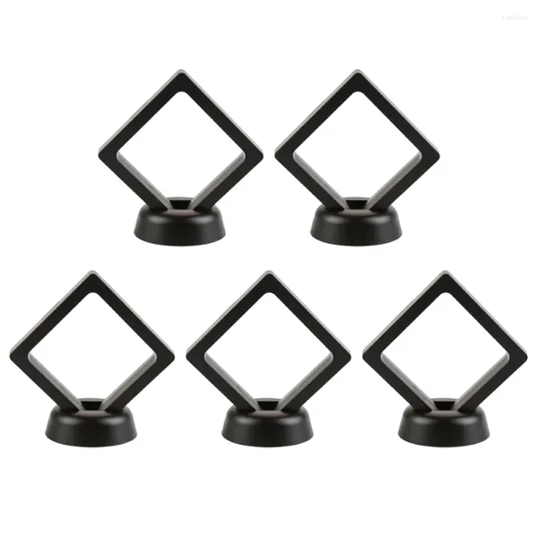 Cornici 5pcs PE Filmici di stoccaggio di gioielli scatola 3D Visualizza mobile Custode Frame Orecchini Anello Sfida Coin Holder