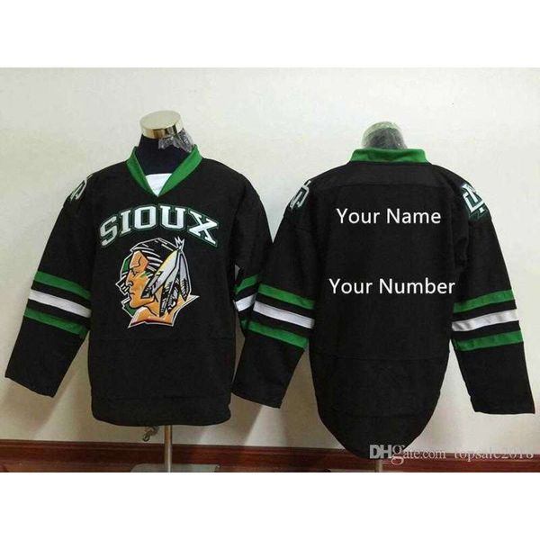 24s Özel Kuzey Dakota Dövüş Sioux Hokey Jersey Limited Erkek dikişli siyah yeşil beyaz gömlek herhangi bir isim herhangi bir numara