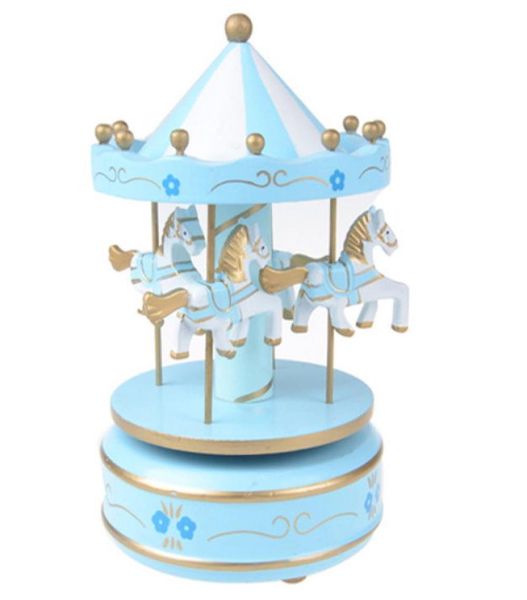 Carillon carosello 4 cavalli Carillon rotante Compleanno San Valentino039s Regali di Natale per bambini Giocattolo Cielo blu3704181