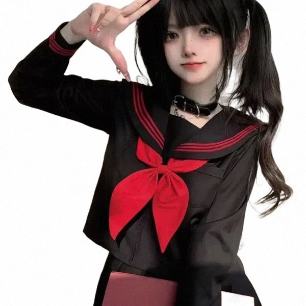 S-2xl terno feminino marinheiro menina define básico marinho preto traje japonês uniforme escolar carto l660 #