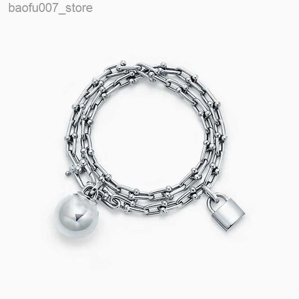 Charme Armbänder 925 Sterling Silber Ball Lock Anhänger für Frauen Luxus Marke Schmuck Mode Urlaub Geschenk Kostenloser ShippingQ240330