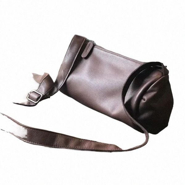 Сумка на ремне из натуральной кожи Мягкая кожаная цилиндрическая сумка Багетная кожаная сумка для женщин Ретро-дизайнер y1Sm#