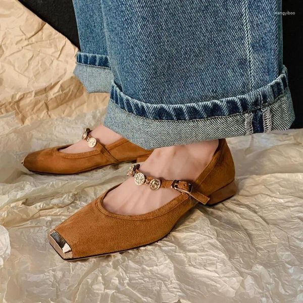 Sapatos casuais primavera/outono mulheres bombas de couro genuíno para dedo de pé quadrado de baixo salto baixo