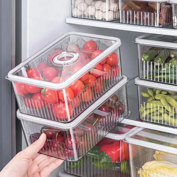 Garrafas de armazenamento caixa de bolo libra refrigerador hermético com tampa temporizador para bolinhos frutas biscoitos capacidade recipiente bom selo