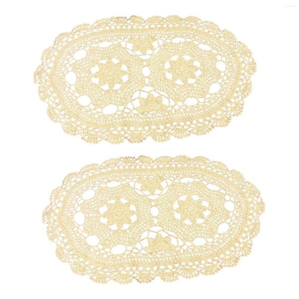 Masa bezi 2pcs oval yemek mat tığ işi dantel masa örtüsü vintage el yapımı pamuk kenar çiçekleri minimalist masa savaşı