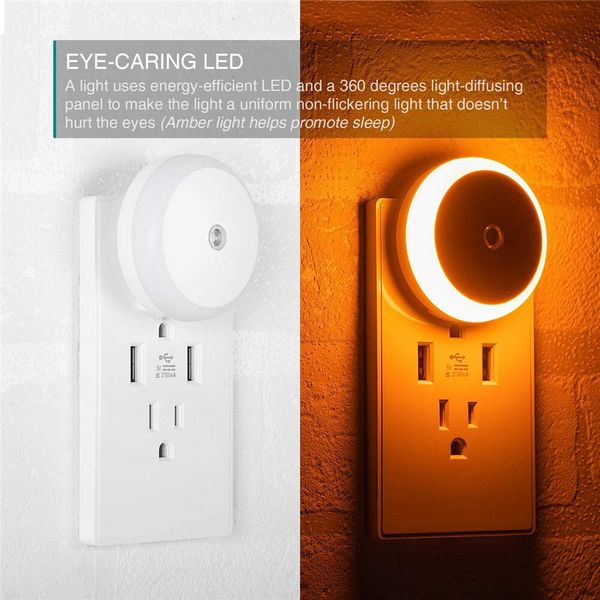 LED Runde weiße Nachtlichtdämmerung zum Morgendämmerensor Smart Wandlampe für Badezimmer Schlafzimmer Haus Küche Korridor Energiesparung EU -Stecker