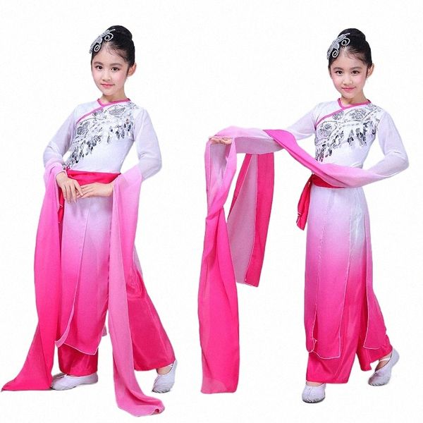 classica per bambini cinese s Yangko danza s ombrello fan danza maniche in stile cinese ragazze praticano abbigliamento Z4v8 #