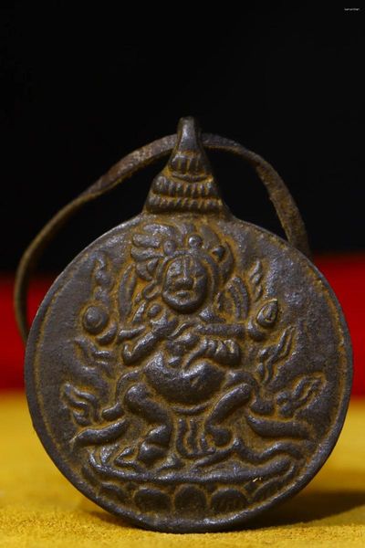 Dekorative Figuren, 5,1 cm, tibetische Tempelsammlung, alte Bronze, Mahakala-Buddha-Statue, neun Paläste, Bagua-Anhänger, Amulett, Dharma-Anbetungshalle