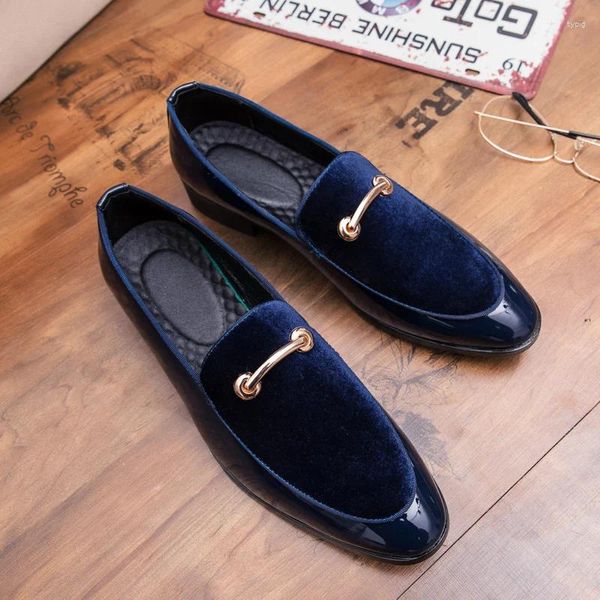 Scarpe casual Vintage Blu da uomo Abito in pelle scamosciata verniciata Moda Sposo Matrimonio Oxford da uomo in stile italiano di lusso