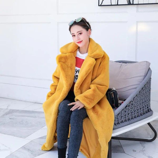 Frauen Pelz 2024 Winter Dicke Warme Anzug Kragen Haar Mantel Frauen Mode Langen Mantel Casual Lose 6 Farbe Faux jacke Weibliche