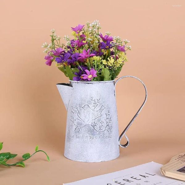Vasos estilo country vaso de metal flor pote titular casamento retro centro peça presente de aniversário