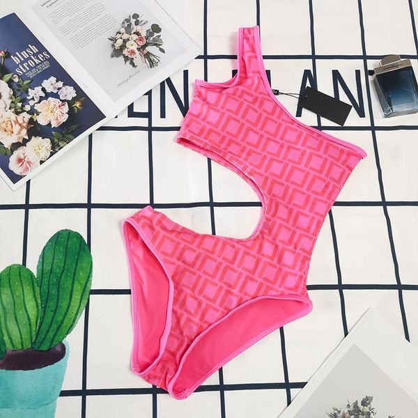 Kadın Mayo One Piece Luxurys Sports Mayo One Omuz Plaj Giyimi Artı Boya Takım Summer Backless Push Yukarı Seksi Bikinis Kadın