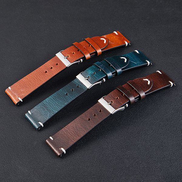 Retro Red Brown Leather Watch Band Quick Release Calfskin Watch Bracelet 18 мм 20 мм 22 -мм аксессуары