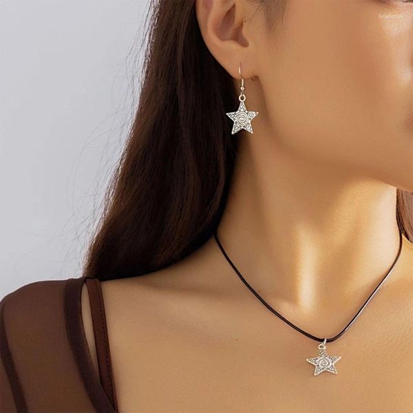 Halskette Ohrringe Set Sweet Star Frau Schmuck Mode Anhänger Tropfen Legierung Material für Mädchen Teenager