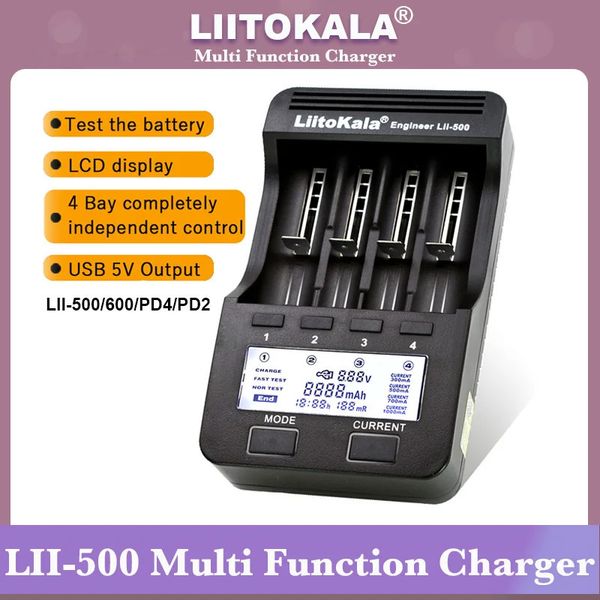 Liitokala lii500 lii600 liipd4 pd2 LCD 3,7 V/1,2 V AA/AAA 18650/26650/16340/14500/10440/18500 batterie Ladegerät mit bildschirm lii-500 240327