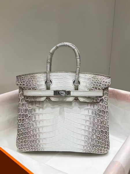 25 cm Designer Handtasche Luxus Totes Real Matt Crocodile Haut Voll handgefertigt