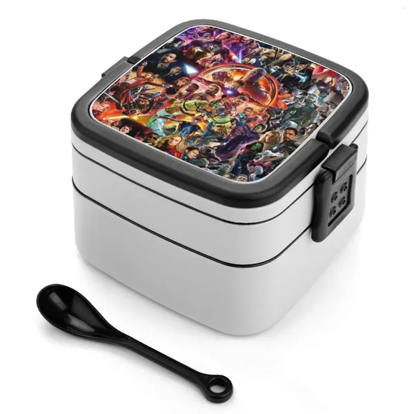 Stoviglie The Super Heroes Doppio strato Bento Box Insalata Portatile Picnic Power Powers