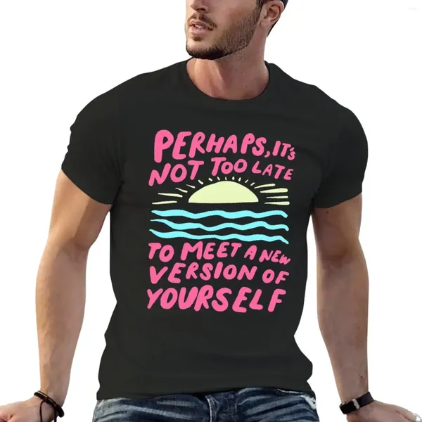 Polos masculinos encontram uma versão de você mesmo - citação inspiradora arte rosa e pastel ilustração em negrito camiseta