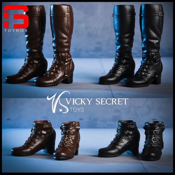 Vstoys 18x02 1/6 botas de combate femininas dupla finalidade botas longas/curtas sapatos sólidos modelo caber 12 ph tbl figura de ação corpo bonecas 240328