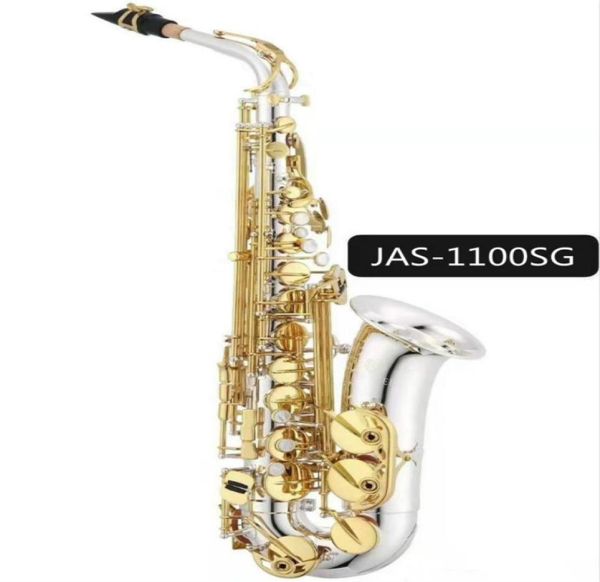 Júpiter JAS1100SG Saxofone alto Eb Tune Instrumento musical de latão banhado a prata com corpo banhado a ouro Sax chave com caixa bocap6327667