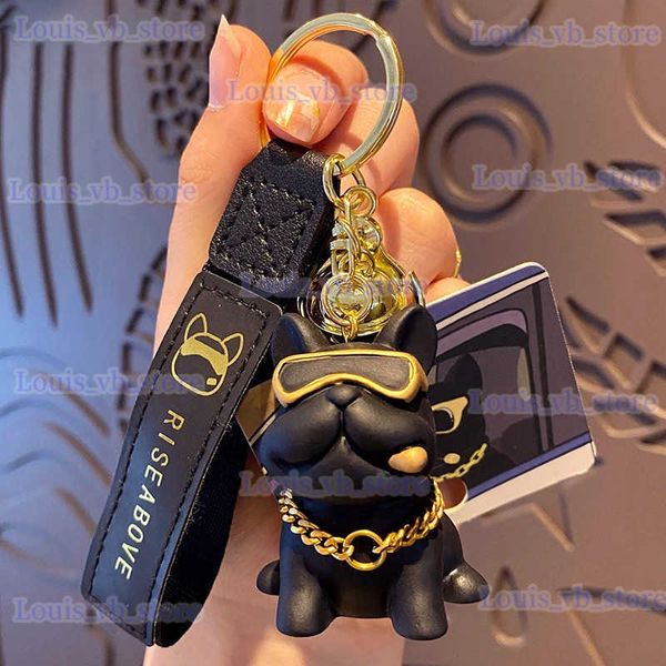 Chaveiros Lanyards Cute Dog Bulldog Chaveiro Saco Pingente Resina Lutando Chaveiro Francês Carro Colorido Anime Chaveiros Para Mulheres Trinket Jóias Presente T240330