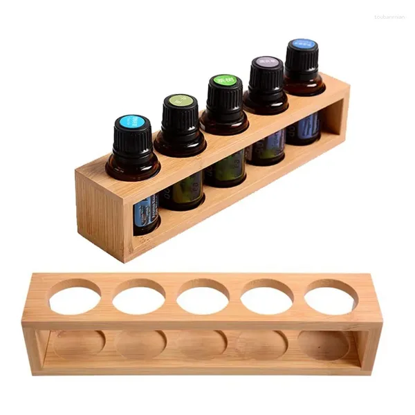 Garrafas de armazenamento 2pcs Natural Bamboo Essential Oils Rack Garrafa multifuncional cabe 15ml 10ml 5ml