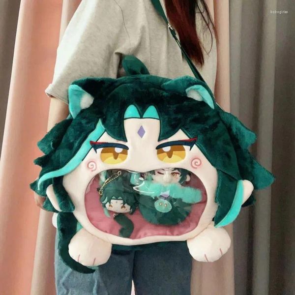 Borse portaoggetti Gioco Genshin Impact Xiao Borsa in peluche PVC Cross Body Girls Itbag Cartoon Cute Kawaii Zaino da donna di grande capacità