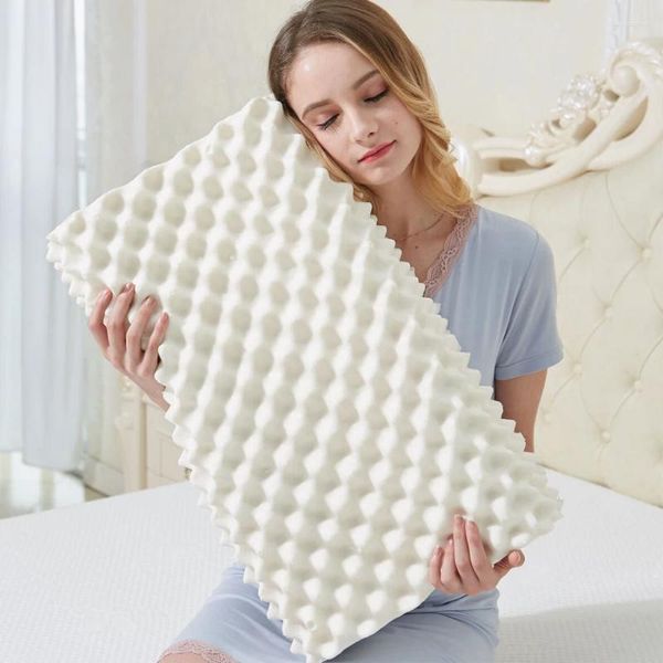 Yastık 2024 Yüksek kaliteli yumuşak bellek lateks ortopedik yastıklar boyun destek masaj parçacıkları yastık kılıfı ile derin uykuyu teşvik eder