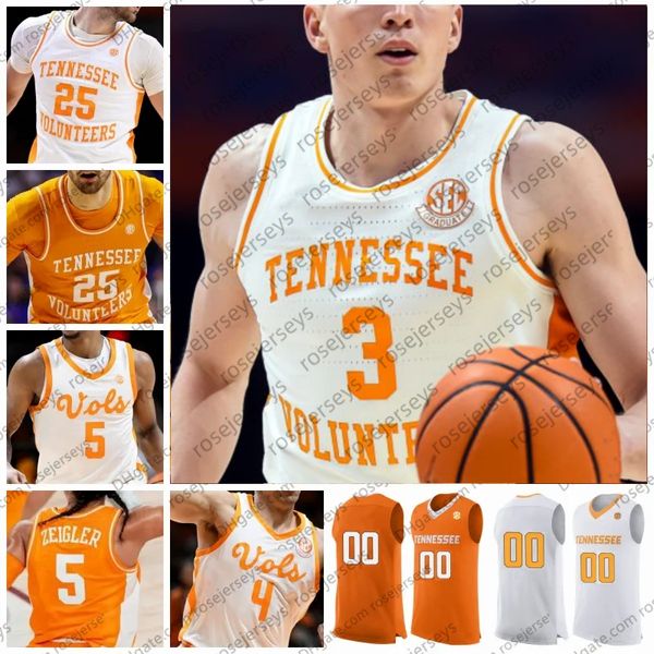 Volontari Tennessee personalizzati 2024 Maglie da basket 3 Dalton Knecht 5 Zakai Zeigler 0 Jonas AhiShoo 30 Josiah James 25 Santiago Vescovi Men Women Youth Kid Vols Jersey