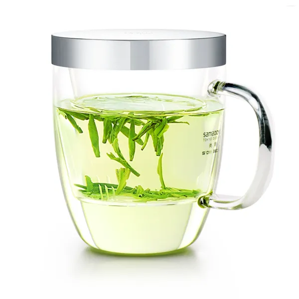 Copos de vinho samadoyo resistente ao calor copo de chá de chá verde com filtro simples 400ml