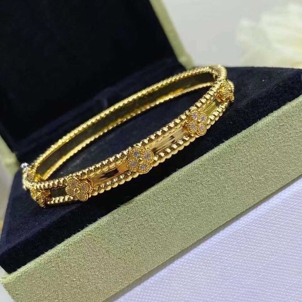 Marke Fashion Van Kaleidoskop Armband Frauen Clover Clover Ausgabe Leichte Luxus rosariode Goldschnalle hoch 18k