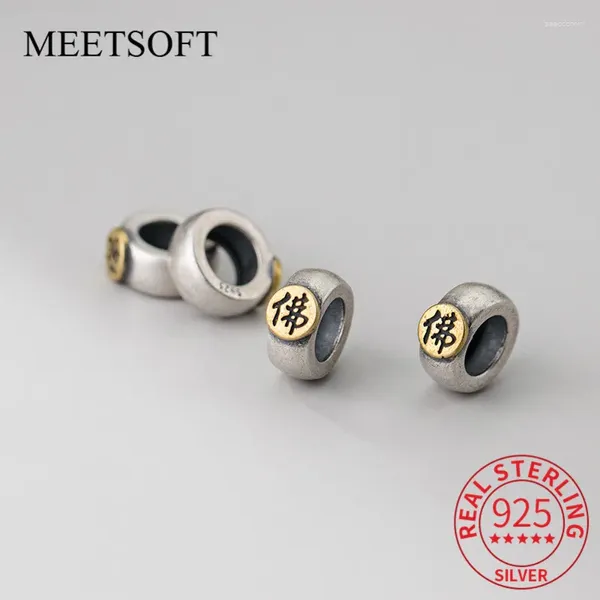 Lose Edelsteine MEETSOFT Vintage 925 Sterling Silber Segen Space Bead Charms handgefertigt aus DIY edlen Schmuck Halskette Großhandel Zubehör