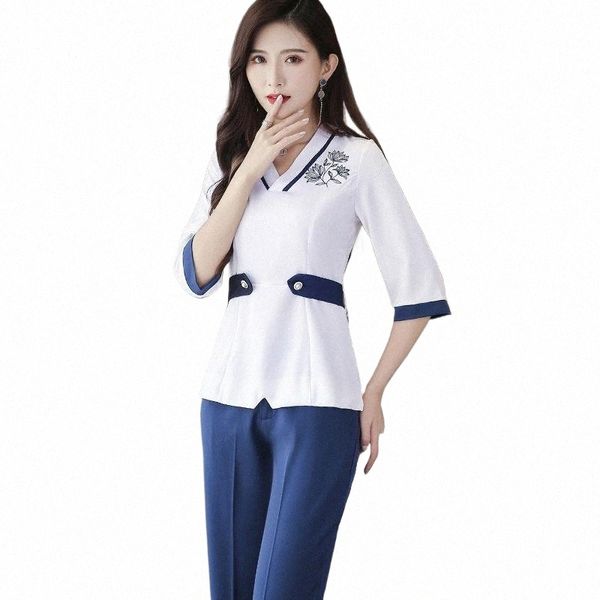 Roupas de trabalho Health Club Work Suit 1 Set Hotel Garçons Uniforme Esteticista Uniforme Sal o9Ji #