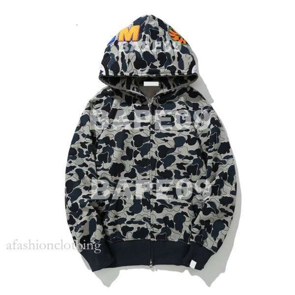 Bapestars Hoodie Shark Hoodie Designer-Hoodie mit durchgehendem Reißverschluss für Damen, schwarze Tarnjacke, blauer Pullover mit langen Ärmeln, 699