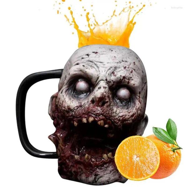 Tazze Piattini 3D Zombie Tazze da caffè Horror Tazza d'acqua Spaventoso Halloween Decor Testa Boccale di birra Portatile Party Prop Figurine per