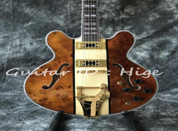 E-Gitarre Hollow Body Jazz GuitarSemi Hollow Body Gitarre SpaltedFlame Maple TopGold Hardware fast 8543432