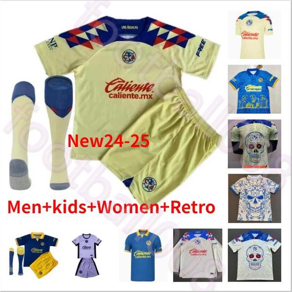 24 25 Liga MX Club America Maglie da calcio Terza HENRY J.QUINONES Maglia da calcio D.VALDES G.OCHOA FIDALGO 2023 2024 Fan Player Version Training Maillot Uomo Bambini Kit 4XL