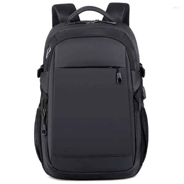Sırt çantası moda seyahati 17 inç dizüstü bilgisayar çantaları erkekler için büyük kapasiteli usb şarj deliği su geçirmez deri film okul çantası