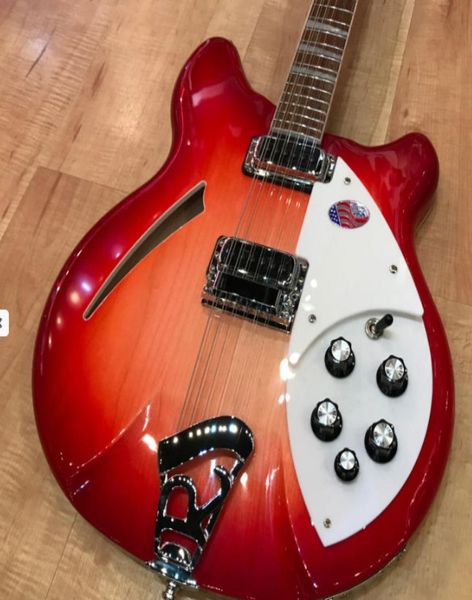 Model 360 Yarı içi boş gövde 12 String Elektro Gitar 12v69 Kiraz Kırmızı Çin Yapımı Sign1784365
