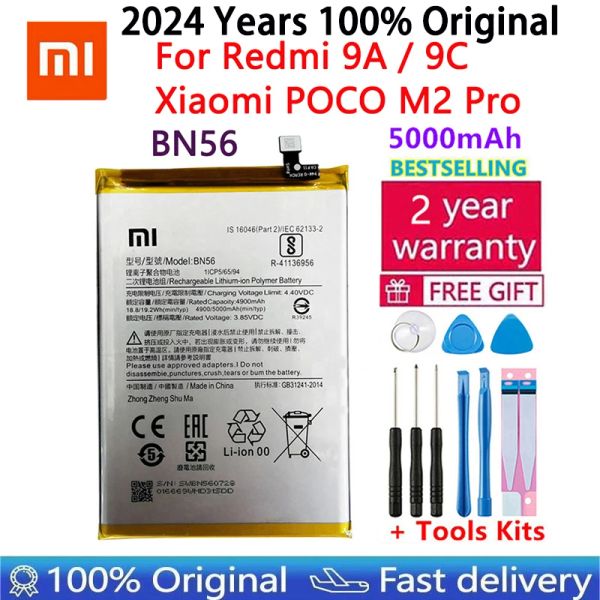 Bateria de substituição original 100% BM4E BN56 BN62 para Xiaomi Mi Redmi Nota 9 9T 9A 9C POCOPOPHONO POCO F1 Poco M2 Pro M3 Baterias