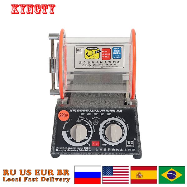 Lucidatrice per attrezzature KT6808 110v220v Rettifica rotativa bidirezionale con lucidatrice rotativa a 5 velocità Strumento per attrezzature per gioielli con secchio lucido