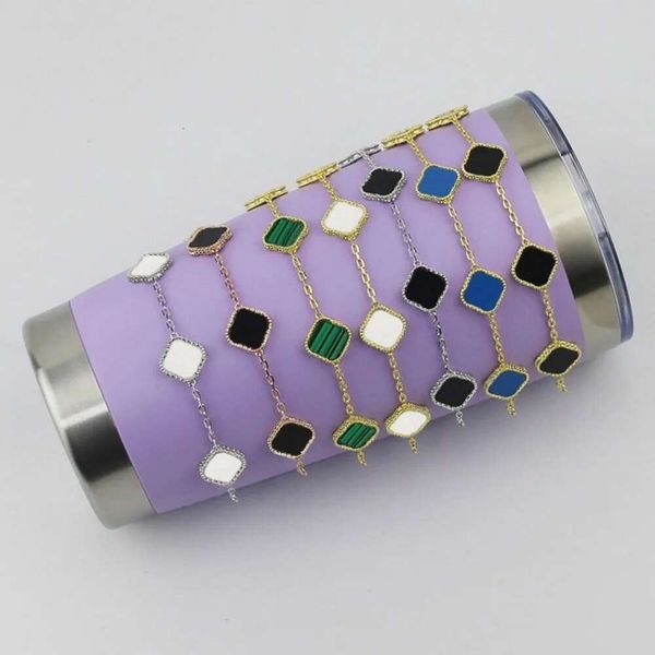 Designer-Armbänder Van Clover Gold Love Armreif Anhänger Funkelnder Kristall Diamant Party Schmuck Marke Blatt Blume Gliederketten Armband für Frauen