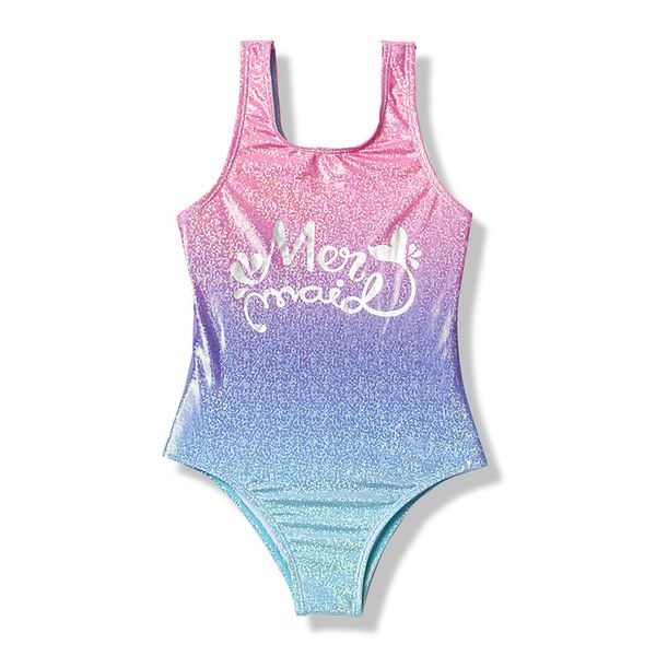 Gradient Color Girls Kids Kinder Badeanzug 2022 7-14 Jahre Sommer Kinder ein Stück Badebekleidung Strandwege Baby Kid Schwimmanzug Monokini