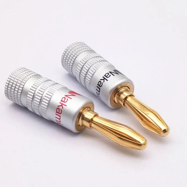 2024 1PCS-5PCS Nakamichi Pure Copper Gilded 4mm Conector de alto-falante / plugue de banana / plugue do alto-falante / sem necessidade de soldagem preto + vermelho1.Palestrante