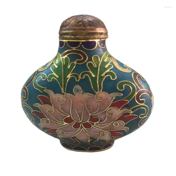 Estatuetas decorativas chinês antigo pequim bens cobre latão cloisonne filigrana esmalte garrafa de rapé