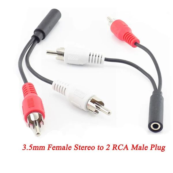 Cabo de adaptador estéreo AUX de 35 mm com conector feminino RCA e 2 RCA Adaptador masculino para fone de ouvido Music Wire Audio Aux Socket Connection