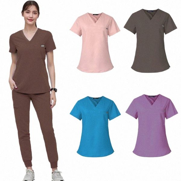 Atacado Sala de Operação Uniforme Médico Scrubs Hospital Working Scrubs Set Medical Supplies Enfermeira Cirurgia Dentária Terno Workwear A8zE #