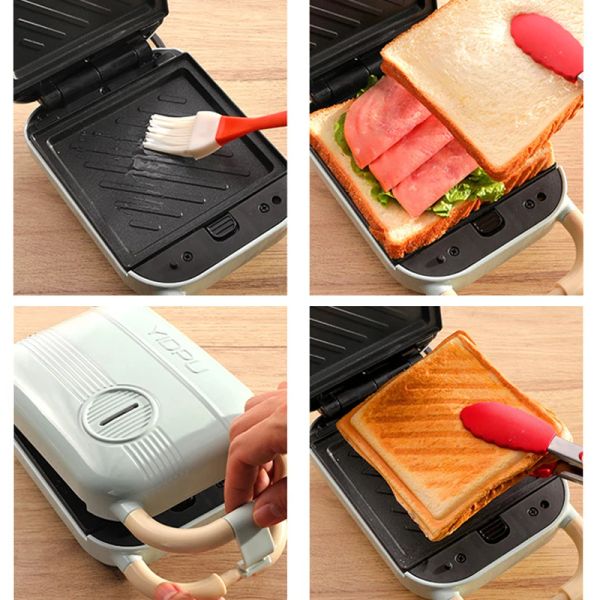 6 in 1 elektrische Sandwichhersteller Frühstück Making Machine Toaster Sandwiches Waffeln Taiyaki Takoyaki Donuts Backweichofenformen